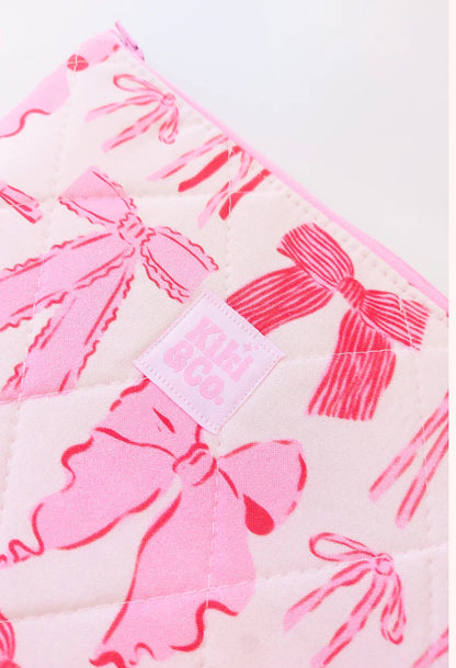 Quilted eReader Sleeve - Pink/Red Bows